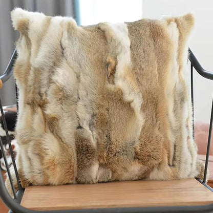 Rabbit Fur Pillow Cover 18x18, Fluffy Furry Throw Pillow Covers, Plush Decorative Pillow Cases for Couch, Bed, Living Room(Straw Yellow)