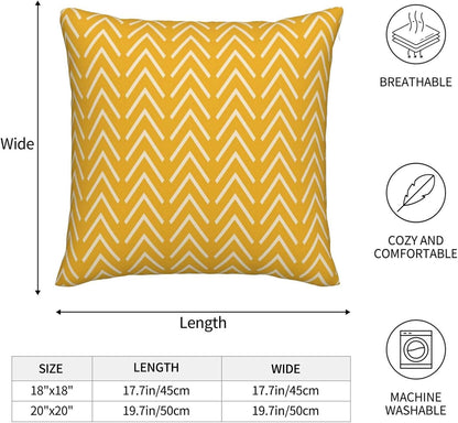 Modern Pillow Covers Yellow Cream Stripes Herringbone Print Decorative Throw Pillows Covers 20x20 Inch Set of 2 Boho Bohemian Pillowcase Farmhouse Cushion Cover for Couch Sofa Bedroom