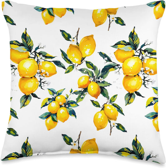 Summer lemon citrus art Throw Pillow