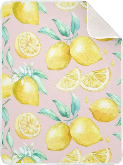 Yellow Lemons Baby Blanket Bed Crib Stroller Cover Blanket Wrap Soft Swaddling Blanket
