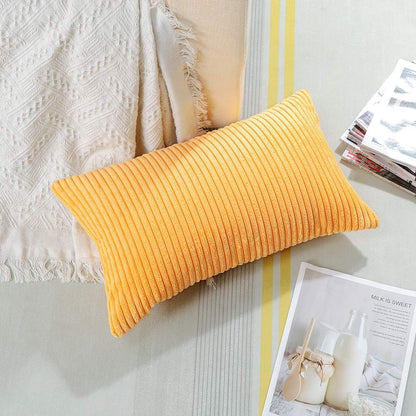 Artscope Cozy Striped Corduroy Pillow Covers Super Soft Decorative Oblong Throw Pillow Covers Case Cushion Covers for Sofa Couch Bedroom Car Decor 12 x 20 Inches, Yellow