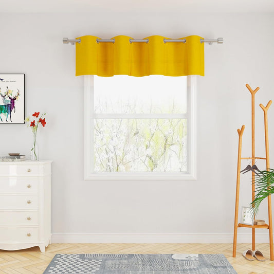 UPOPO Yellow Valance Curtains Toppers Living Room Linen Textured 18 inch Length Kitchen Short Small Mini Bedroom Window Curtain Valance Cabinet Caravan 1 Piece Grommet Top