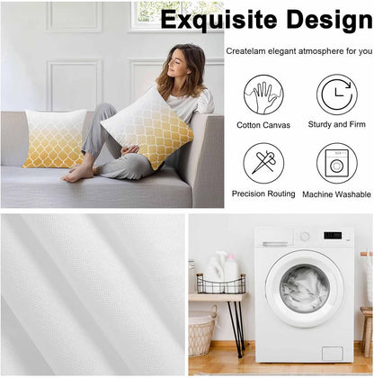 Outdoor Pillow Covers Waterproof Pillow Cases Protector Yellow Gradient Moroccan Pattern Pillowcase Pack of 2 White Stripes Buffalo Check Throw Cushion Case for Pation Furniture,Couch,Sofa,16X16IN