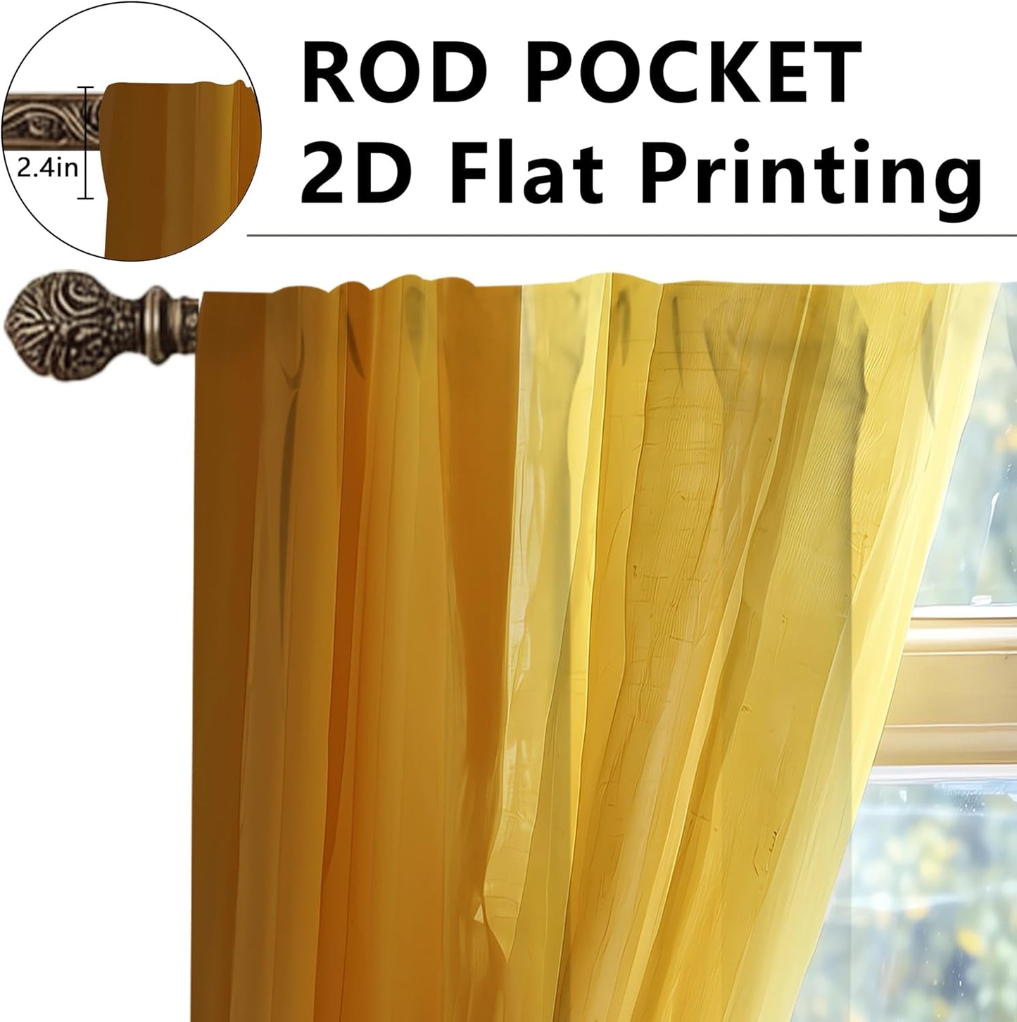 bassyil Yellow Flower Lemon Kitchen Curtains Cafe Curtains for Bathroom Dining Room Living Room Farmhouse Pocket Window Drapes 2 Panels Set Blackout Curtain 28"x36"