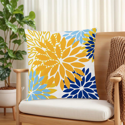 COMMINY Yellow Blue Pillow Covers 18x18 Set of 6, Daisy Flower Throw Pillow Cover Case Rustic Square Cushion Cover for Sofa Bedroom Living Room Farmhouse Home Decor