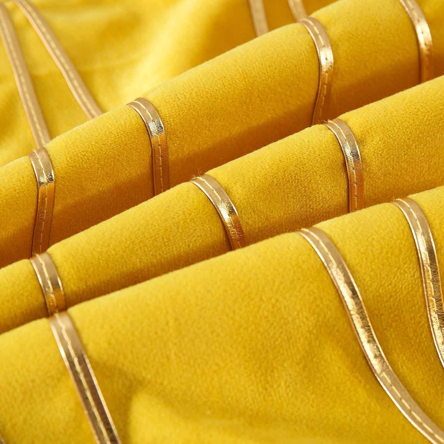 WACOMECO Soft Throw Pillow Covers - Pack of 2 Velvet Decorative Cushion Covers Cases for Sofa Bedroom Livingroom Car, 18" x 18", Yellow and Gold