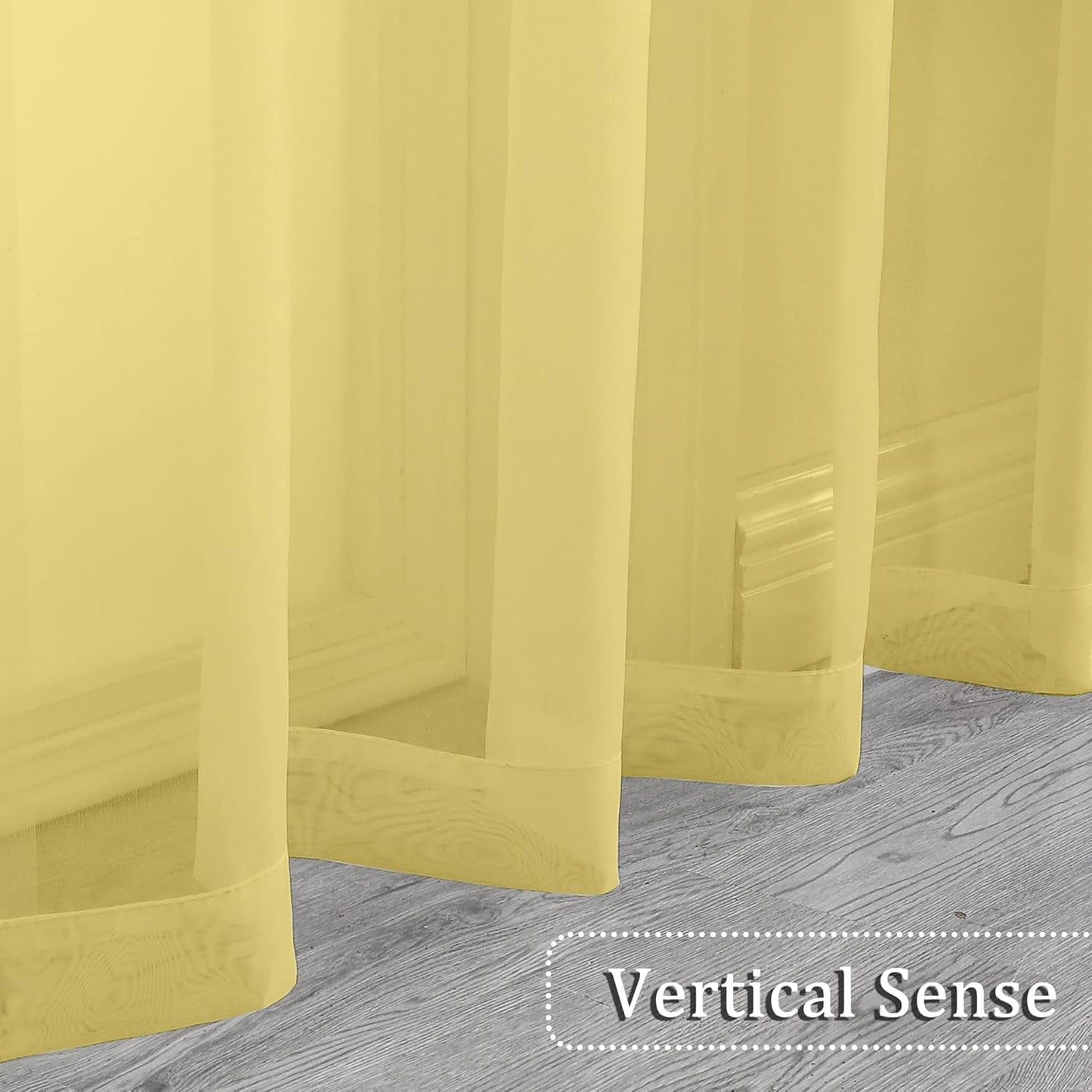 OVZME 2 Pack: Basic Mustard Yellow Sheer Curtain 84 Inches Long for Bedroom, Airy Light Filtering Voile Drapes for Living Room, Each 42W x 84L