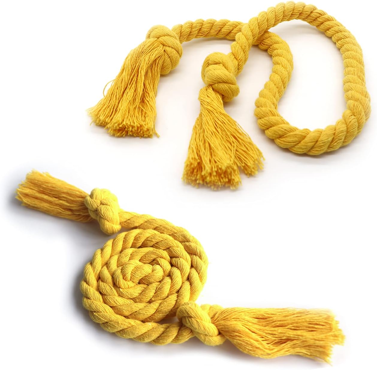 8 Pack Outdoor Curtain Tiebacks Rope, Natural Cotton Curtain Holders, Village Rural Rustic Curtain Holdbacks, Farmhouse Nautical Curtain Rope Tie Back for Drapery Patio, (Yellow)