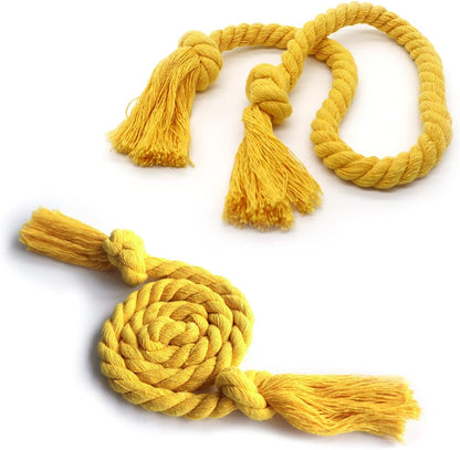 8 Pack Outdoor Curtain Tiebacks Rope, Natural Cotton Curtain Holders, Village Rural Rustic Curtain Holdbacks, Farmhouse Nautical Curtain Rope Tie Back for Drapery Patio, (Yellow)