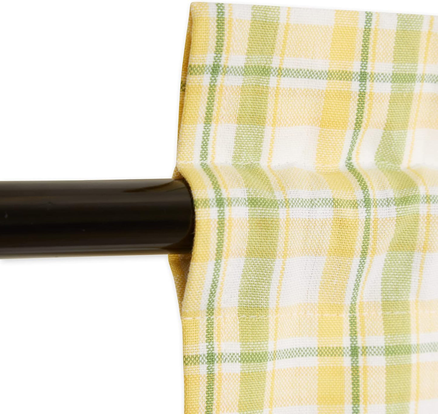 DII Window Valance Collection, 100% Cotton, Pre-Shrunk, Machine Washable, 2 Inch Curtain Rod Pocket, Single Panel, 72x14, Lemon Fresh Plaid