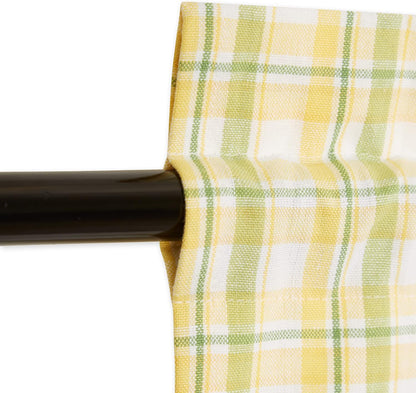 DII Window Valance Collection, 100% Cotton, Pre-Shrunk, Machine Washable, 2 Inch Curtain Rod Pocket, Single Panel, 72x14, Lemon Fresh Plaid