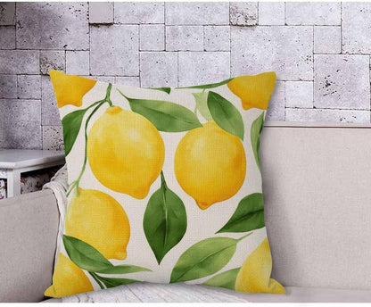AOYEGO Lemon Throw Pillow Cover Tree Fruit Healthy Branch Fresh Cartoon Leaf Nature Ripe Vitamin Yellow Pillow Case 18x18 Inch Decorative Men Women Room Cushion Cover for Home Couch Bed