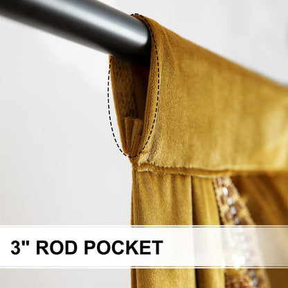 VOGOL Retro Gold Velvet Valances for Bedroom, Thermal Insulated Privacy Waterfall Valance with 2 Swags, Vintage Style Rod Pocket Window Treatments for Living Room, 59 Inches Wide