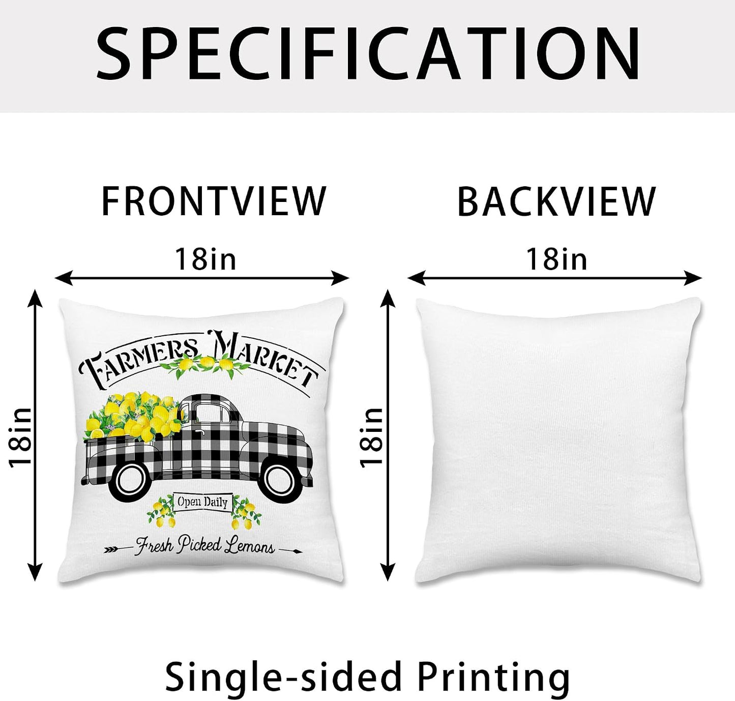 Hexagram Lemon Pillow Covers, Summer Buffalo Plaid 18x18 Pillow Cover | Lemmon, Farmhouse, Outdoor Decorative Buffalo Plaid, Cushion, Couch, Sofa, Living Room, Bedroom, Indoor Decor