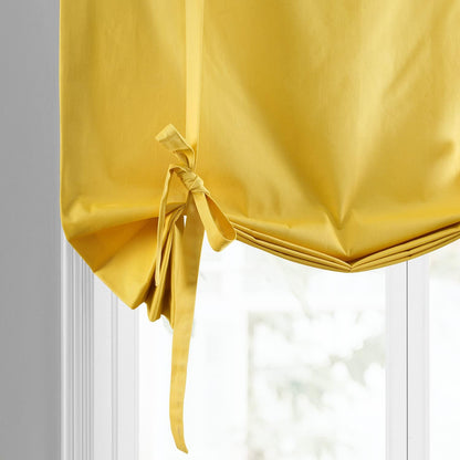 HPD Half Price Drapes Solid Cotton Room Darkening Tie Up Curtains for Windows Roll Up Balloon Curtain for Living Room, Kitchen 46 X 63 (1 Panel), Mustard Yellow