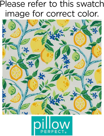 Pillow Perfect Outdoor/Indoor Lemon Tree Yellow Square Corner Chair Cushion, 36.5" x 18"