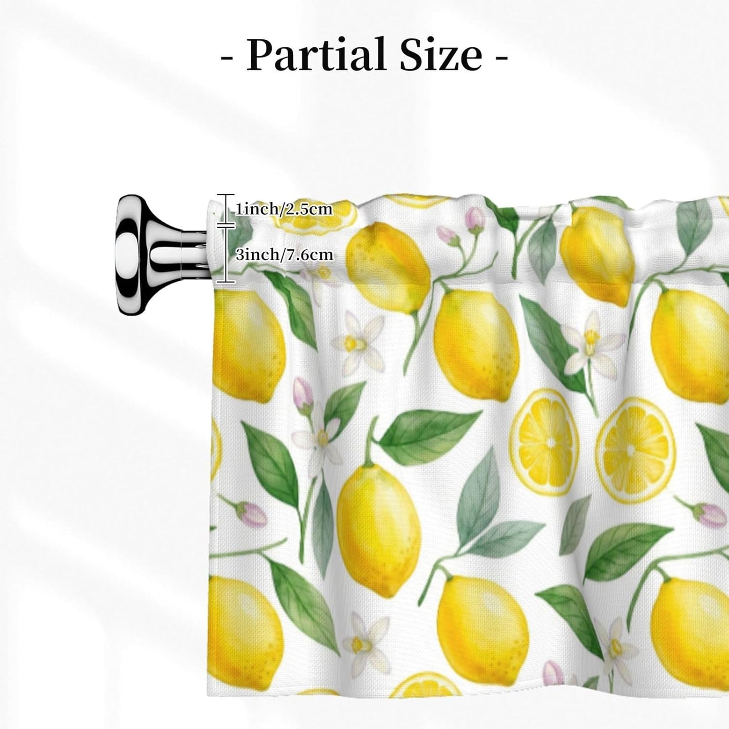 2 Pack Lemon Valances for Windows, Rod Pocket Valance for Windows Kitchen Living Room Decoration, Kitchen Curtains 54 x 18in