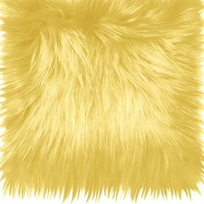 25x25CM Light Yellow Faux Fur Fabrics Square, Plush Fluffy Fuzzy Cut Craft Fur, Craft Beard Hair, Beard Miniature Dolls Rugs Mats Gift, Winter Halloween Christmas Costume Party Decorations