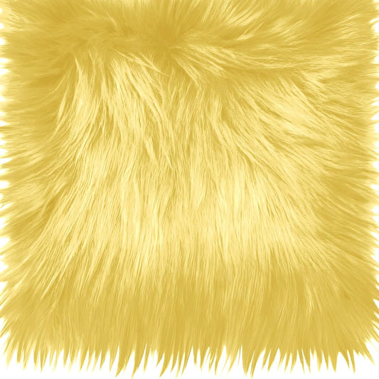 25x25CM Light Yellow Faux Fur Fabrics Square, Plush Fluffy Fuzzy Cut Craft Fur, Craft Beard Hair, Beard Miniature Dolls Rugs Mats Gift, Winter Halloween Christmas Costume Party Decorations