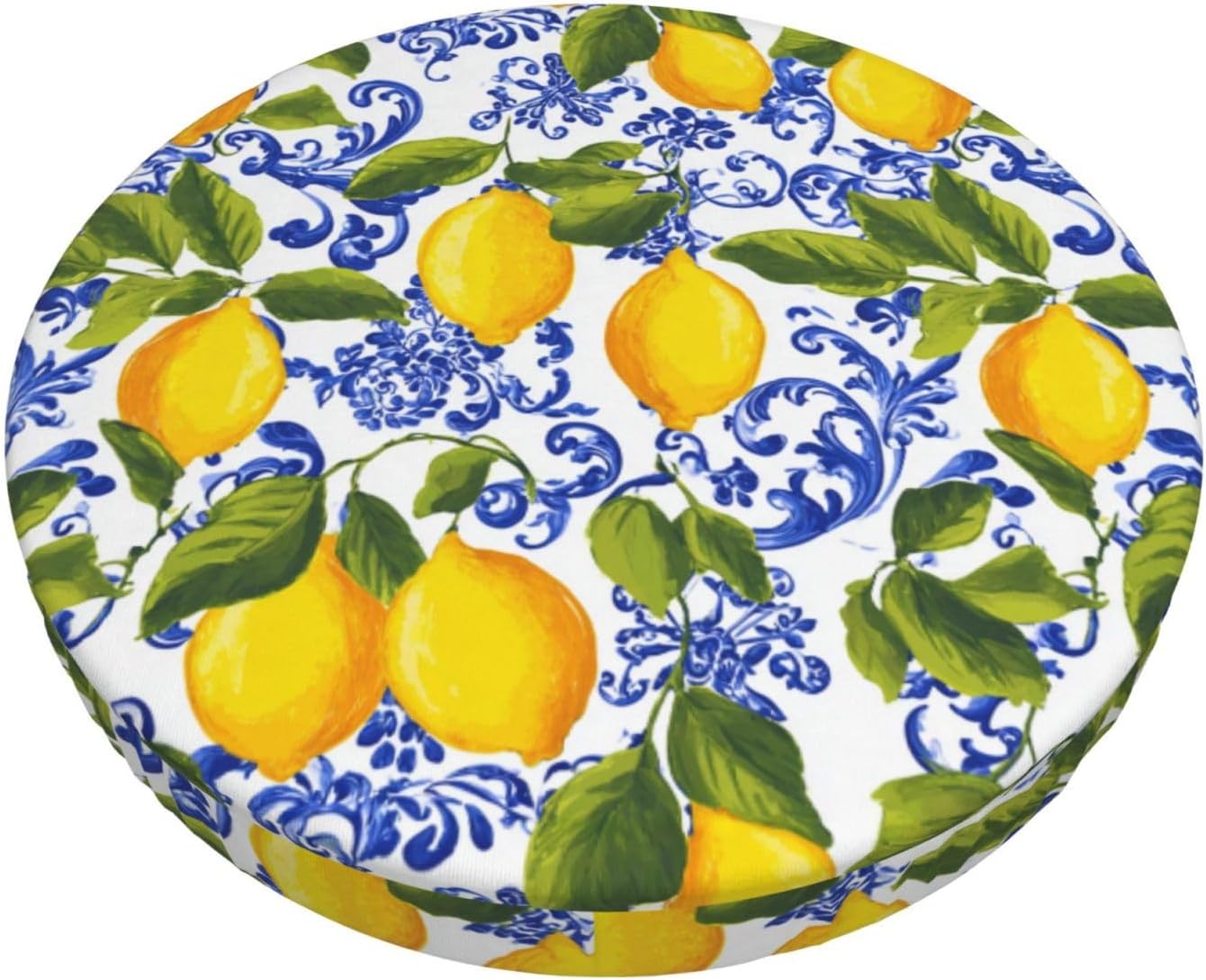 Vibrant Yellow Lemons Round Bar Stool Cover Waterproof Stool Slipcover Anti-Slip Seat Cover Cushion 13 Inch