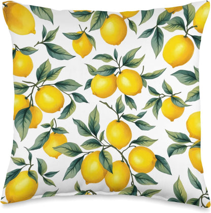 Summer lemon citrus art Throw Pillow