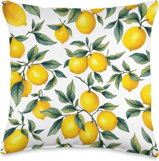 Summer lemon citrus art Throw Pillow