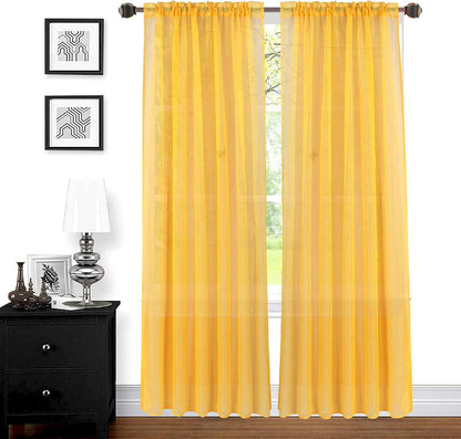 Sapphire Home Mustard Yellow Sheer Curtains - 63 Inches Length, 2 Panels Set Sheer Drapes, Light Filtering Textured Window Curtain for Living Room, Bedroom, Kitchen & Dining - 54"x63", Mustard Yellow