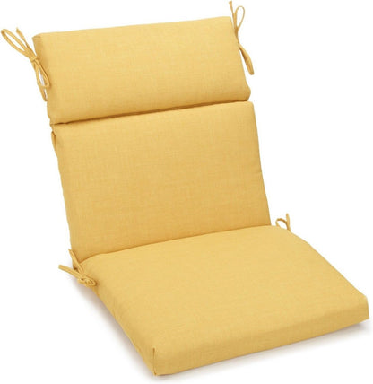 Blazing Needles Spun Polyester Solid Outdoor Squared Seat/Back Chair Cushion, 20" x 42", Lemon