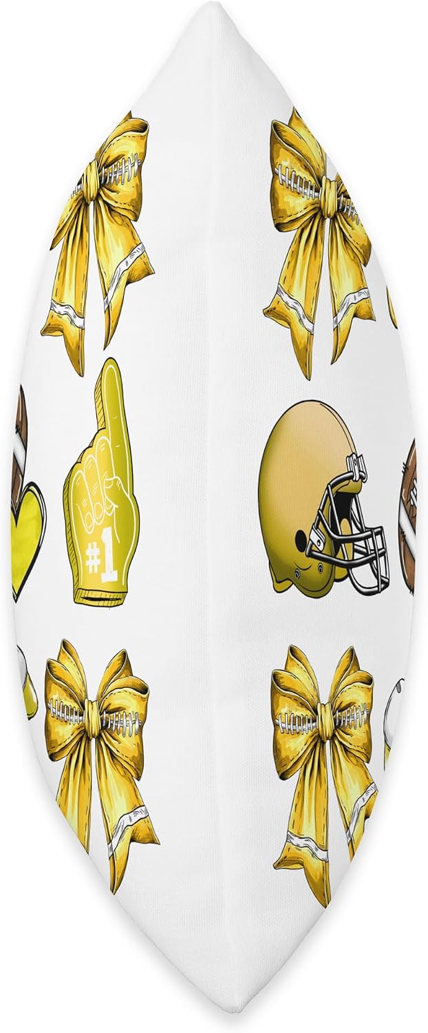Yellow Football Mom Coquette Bows Game Day Football Mama Throw Pillow