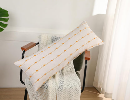 NUYECY Extra Long Body Pillow case 14 x 32 Inch,Striped Pattern Boho Decorative Long Lumbar Throw Pillow Cover,Large Body Pillow Cover for Bed Sofa Couch Farmhouse,Yellow