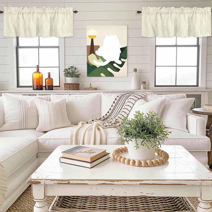 Yellow Baroque Valance Curtains Kitchen Curtain for Windows Valance Abstract Art Floral Pattern Sheer Curtains Privacy Bedroom Curtain Topper for Living Room Home Decor 56x16in