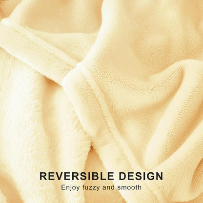 Hansleep Fleece Cream Yellow Throw XL Blanket, Super Soft Flannel Fuzzy Plush Cozy Blanket for All Seasons, Cream Yellow, Throw XL 50x70 Inches