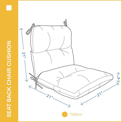 Outdoor Indoor Seat/Back Chair Tufted Cushion,All-Weather Patio Chair Cushion with Ties,for Patio Furniture,Yellow