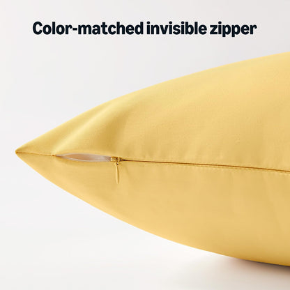Amazon Basics 4-Piece Outdoor Decorative Throw Pillow Covers, Water Resistant All-Weather Pillow Protectors for The Garden, Patio, Balcony, Couch and Sofa, 18 x 18 Inches, Yellow