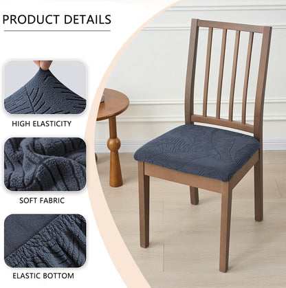 Seat Covers for Dining Chairs Set of 2/4/6,Seat Chair Cushion Covers,for Dinings Room Kitchen Hotel Chair Slipcovers,Anti-Slip and Durable,Four Seasons(Lemon Yellow,2 Set)