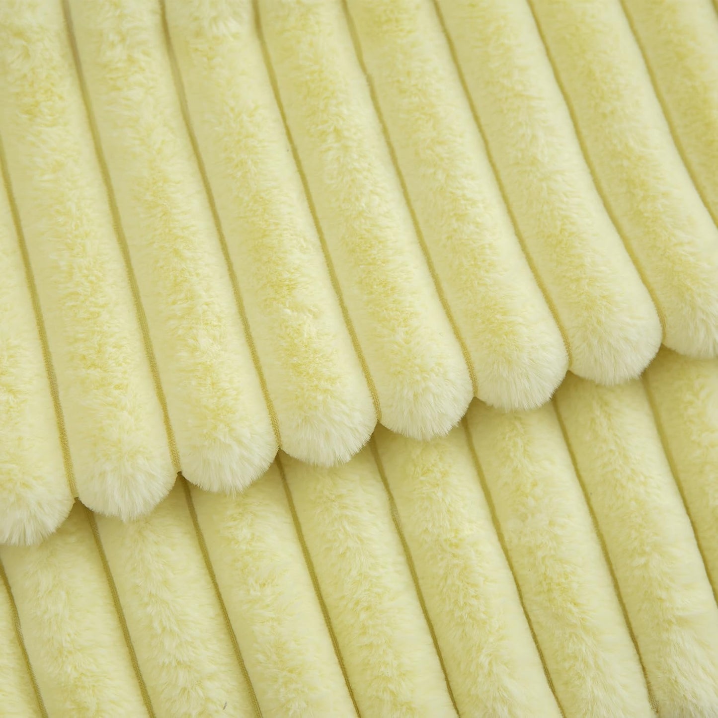 MANDIOO Pack of 2 Decorative Throw Pillow Covers Faux Fur Striped Plush Soft Cushion Covers Pillow Cases Bedroom Living Room Sofa Home 18x18 Inch Yellow