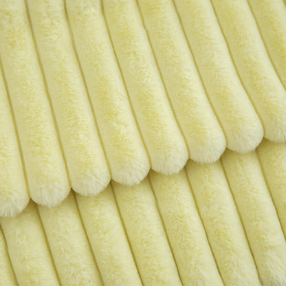 MANDIOO Pack of 2 Decorative Throw Pillow Covers Faux Fur Striped Plush Soft Cushion Covers Pillow Cases Bedroom Living Room Sofa Home 18x18 Inch Yellow