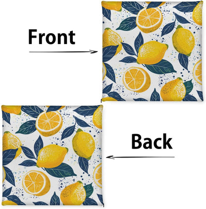 Lemon Fruit Leaf Chair Cushions for Kitchen Dining, Indoor/Outdoor Reversible Seat Cushion Cover with Removable, Decor Seat Chair Pads with Memory Foam
