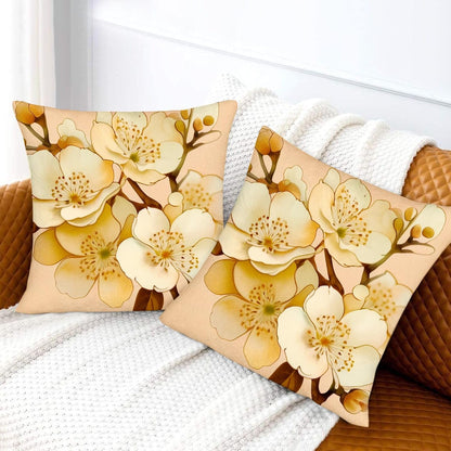 Flowers Light Yellow Petals Pattern，Pillow Covers Decorative Cushion Cover Throw Printed Pillow Case 22 x 22inch,Light Yellow (2pcs)