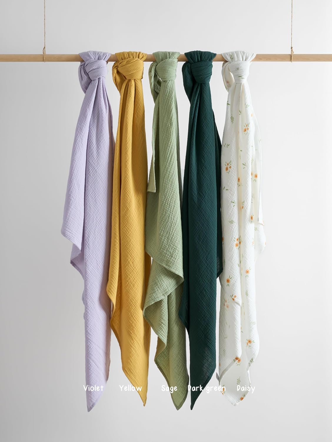 Meracorallo Muslin Swaddle Blanket, 100% Cotton Receiving Blanket Soft and Breathable Swaddle Wrap for Baby Boys and Girls, Yellow