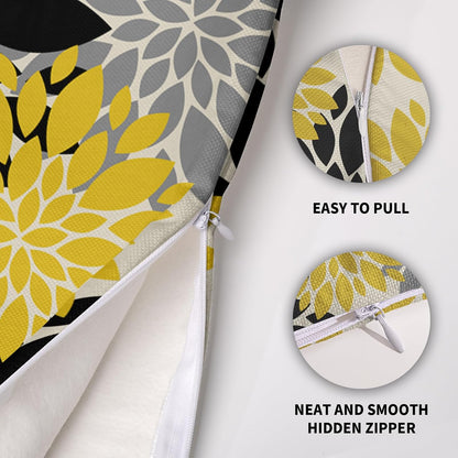 Black Light Yellow Pillow Covers 20X20 Inch Set of 2, Spring Summer Floral Dahlia Flower Cream Decorative Throw Pillow Covers Outdoor Modern Farmhouse Cushion Case for Home Couch Sofa Bed Decor
