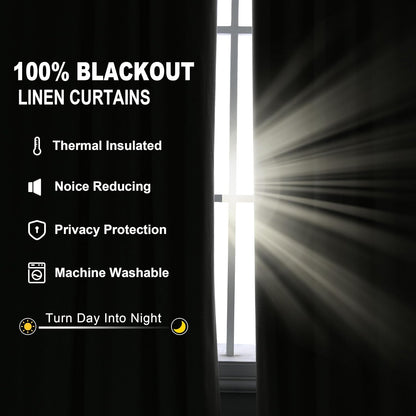 Jowels Yellow Linen Blackout Curtains 84 Length 2 Panels Set for Living Room Bedroom, 100% Black Out Thermal Insulated Linen Drapes, Room Darkening Grommet Curtains 84 Inches Long, Yellow