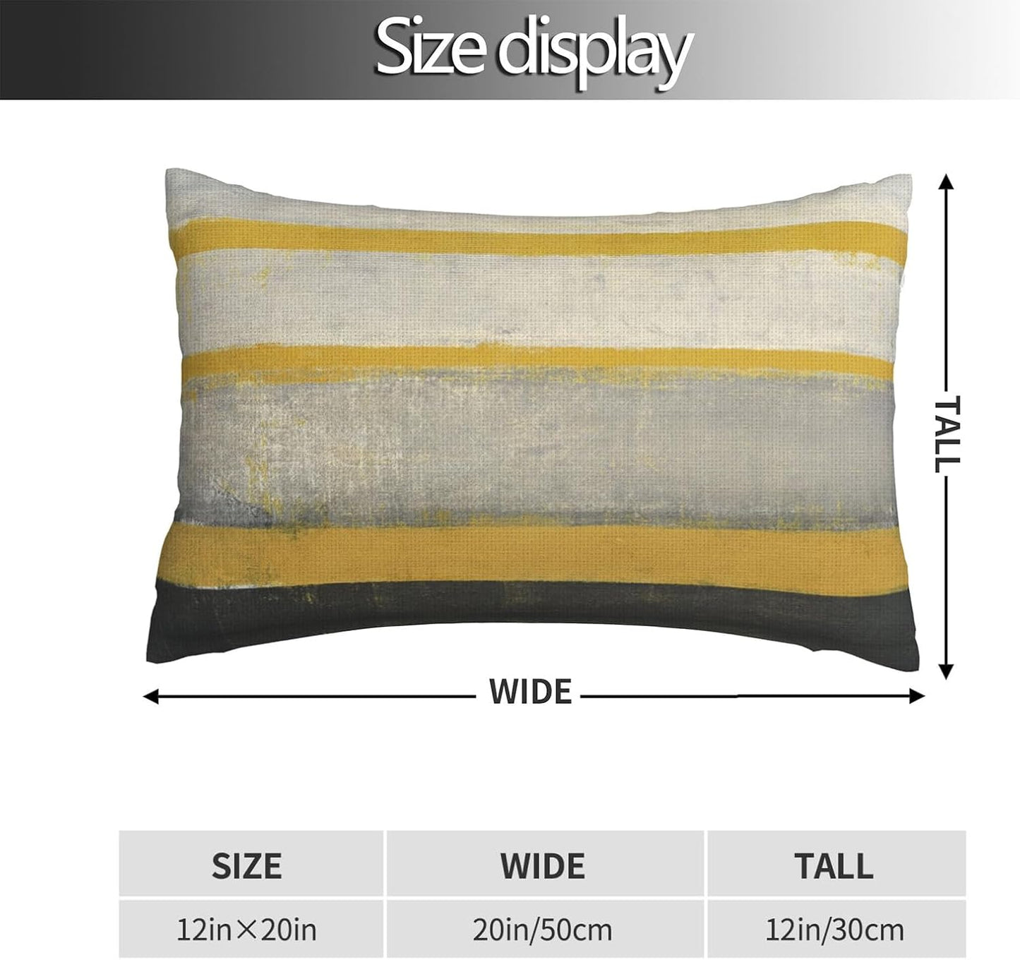 Yellow Grey Throw Pillow Covers Beige Abstract Art Lumbar Pillow Cover 12x20 Inch Set of 2 Painting Striped Pillowcase Decorative Cushion Cases for Couch Sofa