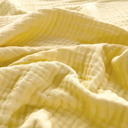 LGYKUMEG Cotton Throw Blanket 100% Muslin Blanket for Couch Breathable Gauze All Season Soft and Lightweight,Yellow,42x42 inch