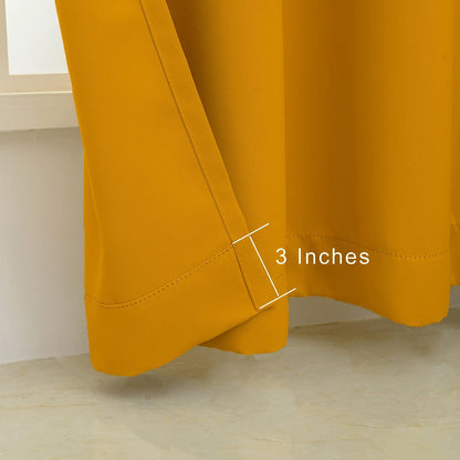 Pickluc Grommet Blackout Curtains 84 Inches Long 2 Panels, Light Blocking Window Drapes for Living Room, Thermal Insulated, Noise Reduction, Mustard Yellow, 52" Wide x 84" Length