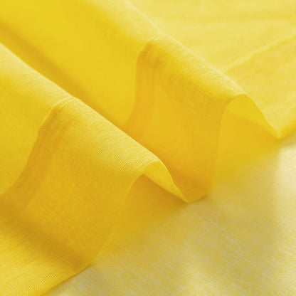 DUALIFE Yellow Sheer Curtains 54 Inch Length,Faux Linen Semi Sheer Curtain Drapes for Living Room Bedroom Nursery Kitchen Bathroom Privacy Voile Window Treatment Panels,Mustard,52 x 54 Inches,Set of 2