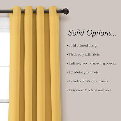 Lush Decor Insulated Grommet Blackout Window Curtain Panels, Pair, 52" W x 84" L, Yellow - Classic Modern Design - Chic Window Decor - Long Curtains For Living Room, Bedroom, Or Dining Room