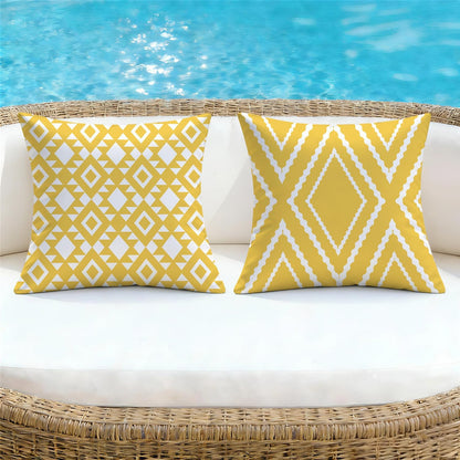 NIGHTWISH Outdoor Waterproof Pillow Covers 18x18 Set of 4 Yellow and White Modern Geometry Decorative Outdoor Throw Pillows Boho Cushion Cases for Patio Furniture Bench Couch Sunbrella