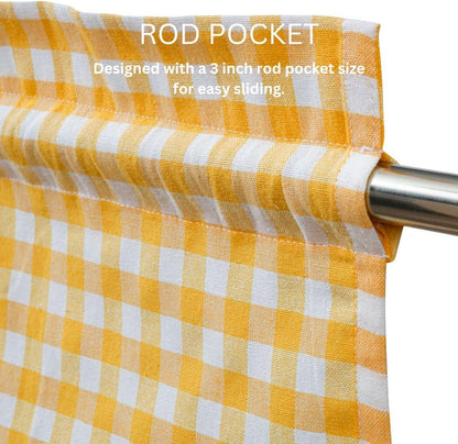 2 Panels Curtain Valances for Kitchen Windows, Bathroom, Living Rooms - Rod Pocket Short Curtain Topper Window Treatment - Farmhouse Rustic Window Valances (2 Pack, W60 x L14, Yellow)