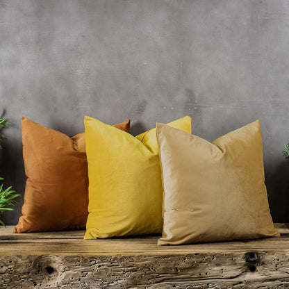 Lemon Couch Velvet Throw Pillow Covers 18x18 inch Set of 2 with Zipper Decorative Luxury Soft Solid Square Cushion Covers Case for Sofa Bed Living Room Car